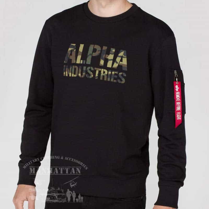Felpa Alpha Industries CAMO PRINT SWEAT  - Black