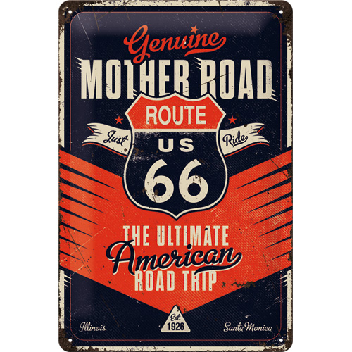 Cartello Route 66 - The Ultimate Road Trip - 20x30 cm 