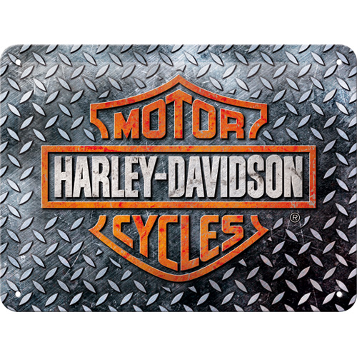 Cartello Harley Davidson Diamond Plate - 15x20 cm