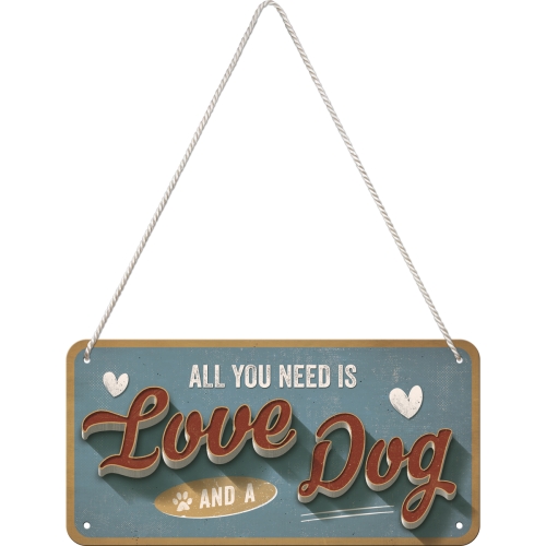 Cartello 10 x 20 cm con filo Love Dog