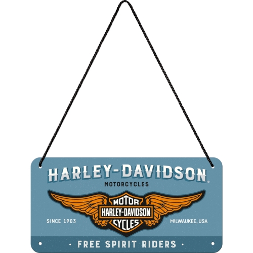 Cartello 10 x 20 cm con filo Harley-Davidson - Logo Blue