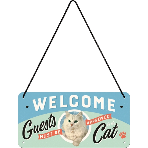 Cartello 10 x 20 cm con filo Welcome Guests Cat