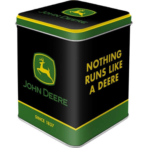 Scatolina porta tabacco / tea - John Deere - Logo Nero 7,5 X 7,5 X 9,5 h cm