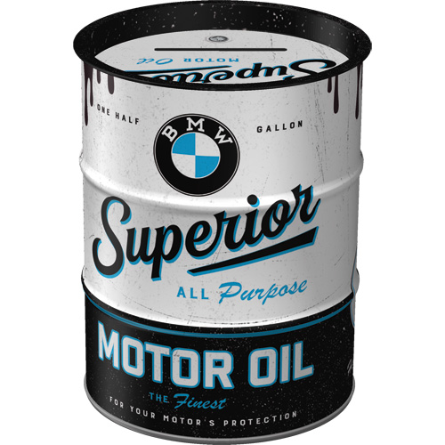 Salvadanaio in metallo - Oil Barrel, 9,3 x 11,7 cm, BMW - Superior Motor Oil