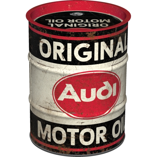 Salvadanaio in metallo - Oil Barrel, 9,3 x 11,7 cm, Audi - Original Motor Oil