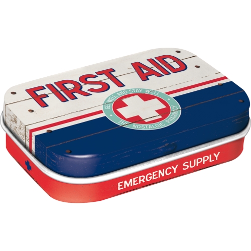 Scatolina in metallo con mentine 6 x 4 x 1,7 cm, First Aid Kit