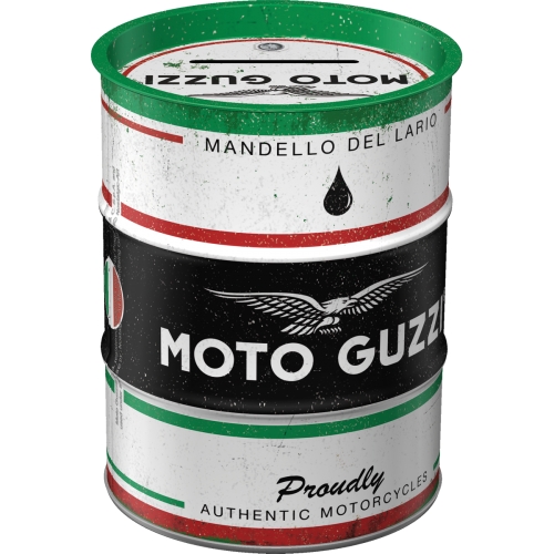 Salvadanaio in metallo - Oil Barrel, 9,3 x 11,7 cm, Moto Guzzi - Italian Motorcycle