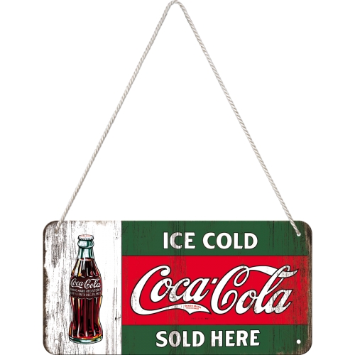 Cartello 10 x 20 cm con filo Coca Cola Ice Cold