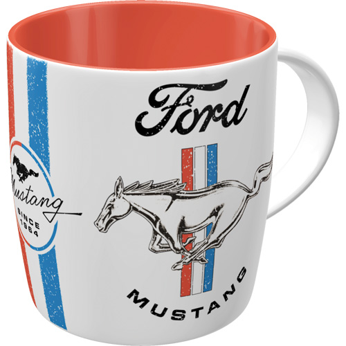 Tazza in ceramica Ford Mustang - Horse & Stripes Logo, diametro 8,5 x h 9 cm
