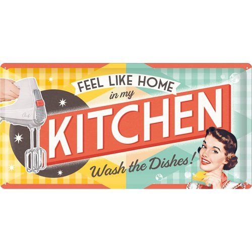 Cartello Say it 50's Kitchen - 25x50 cm
