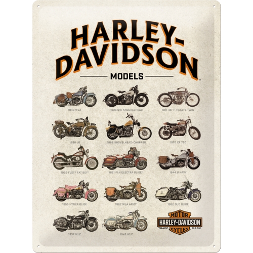 Cartello Harley Davidson Model Chart - 30x40 cm