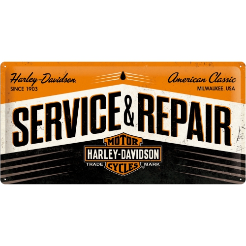 Cartello Harley Davidson - Service & Repair - 25x50 cm