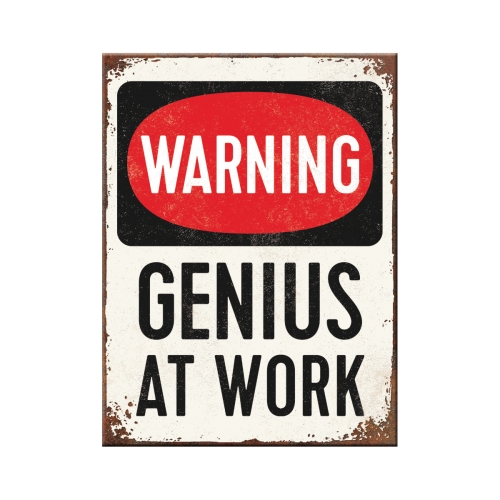 Magnete Warning Genius At Work - 6x8 cm