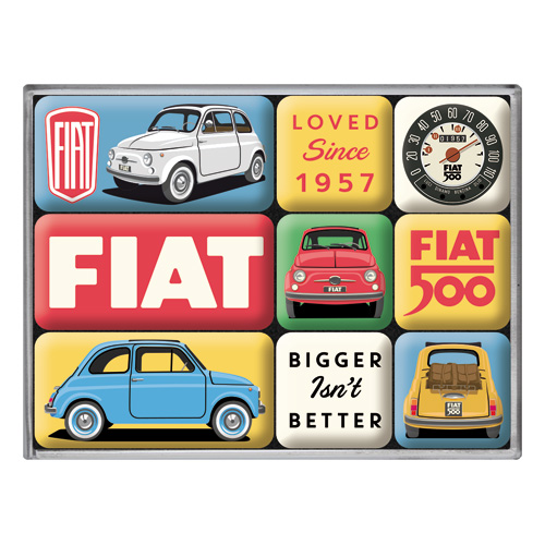 Set di 9 magneti a tema Fiat 500 - Loved Since 1957