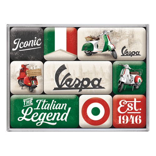 Set di 9 magneti a tema Vespa - Italian Legend