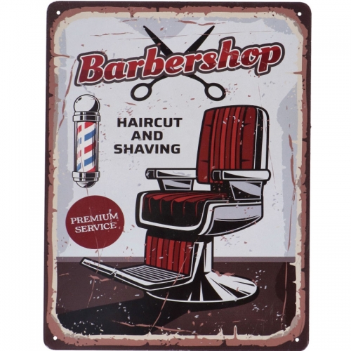 Targa in metallo BARBERSHOP (Haircut & Shaving) - cm 33x25