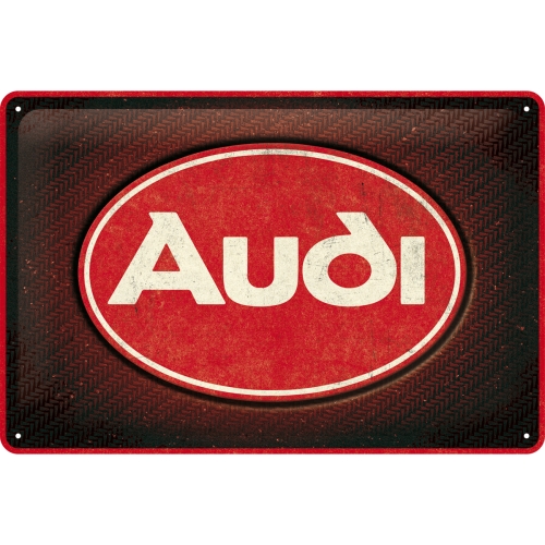 Cartello Audi Logo Red Shine - 20 x 30 cm