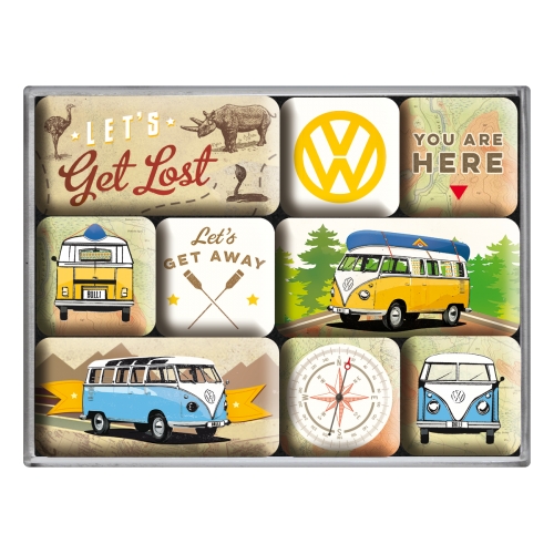 Set di 9 magneti a tema Volkswagen Bulli - Let's Get Lost