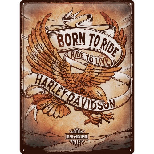 Cartello Harley Davidson - Born To Ride Eagle - 30x40 cm