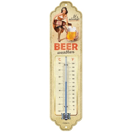 Termometro It's Always Beer Weather, 6,5 x 28 cm